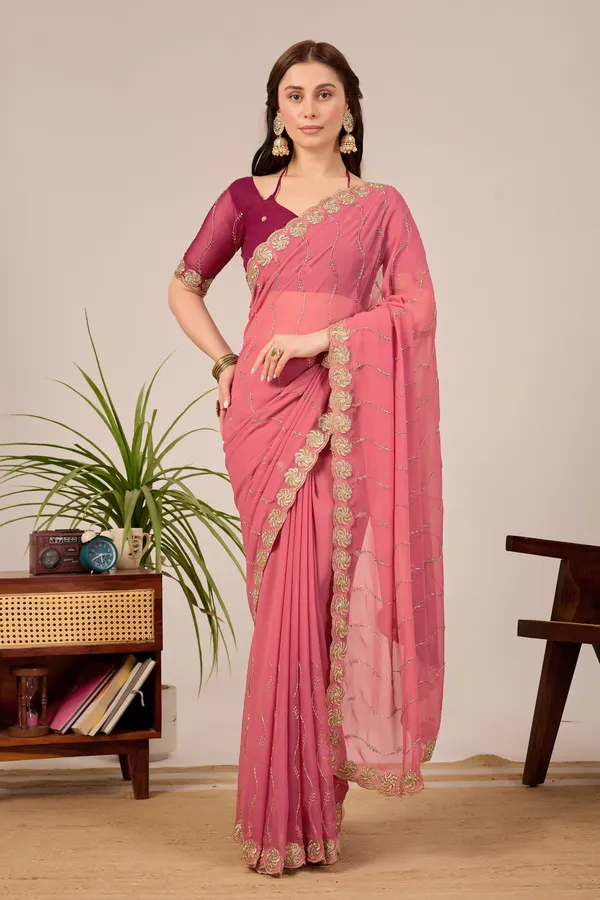 Pink_Georgette_Embellished_Saree_for_Women