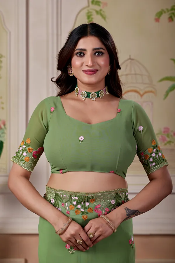 Green_Floral_Embroidered_Saree_For_Women