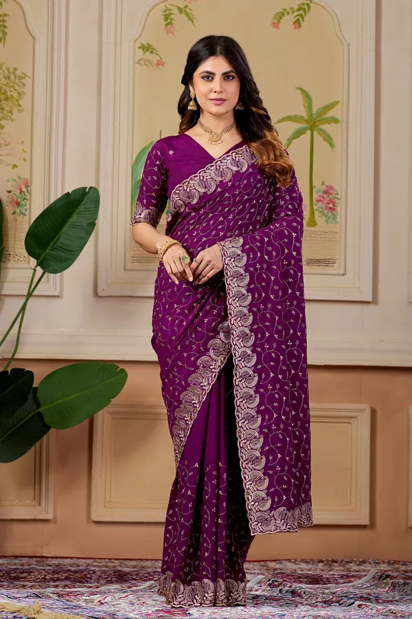 Purple_Embroidered_Saree_For_Women