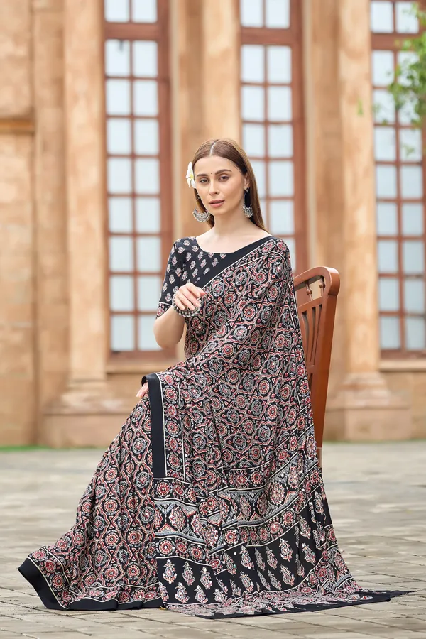 Black_Ajrak_Paisley_Printed_Saree_For_Women