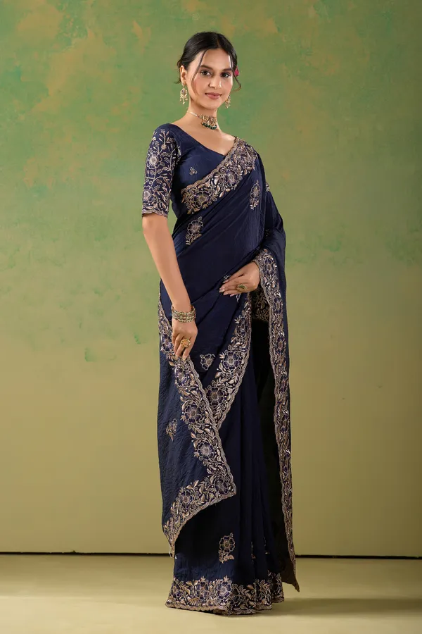 Navy_Blue_Embroidered_Saree_Set_for_Women