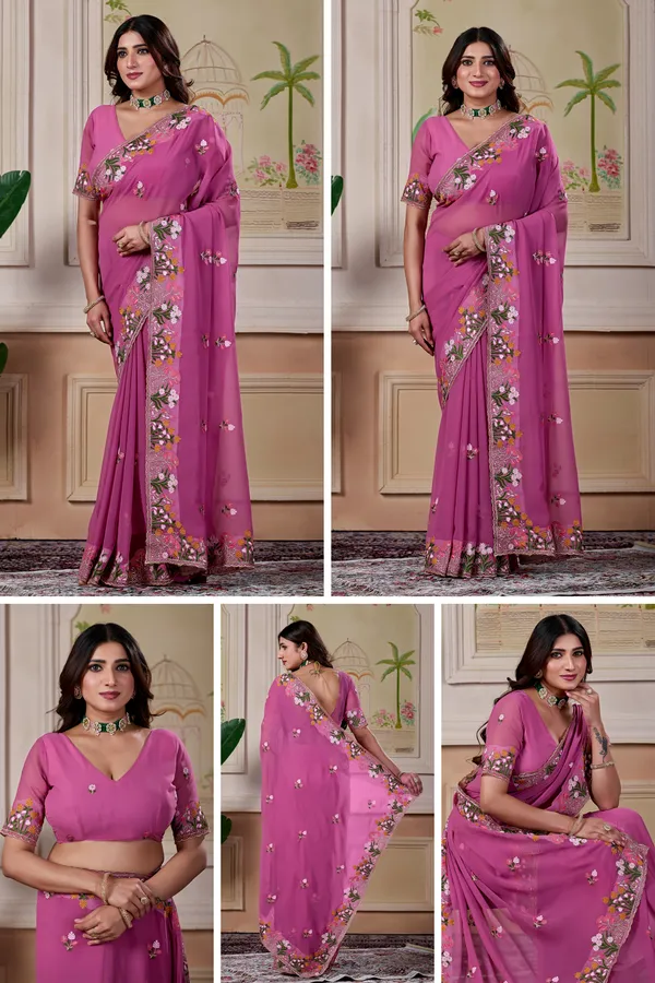 Pink_Georgette_Floral_Embroidered_Saree_For_Women