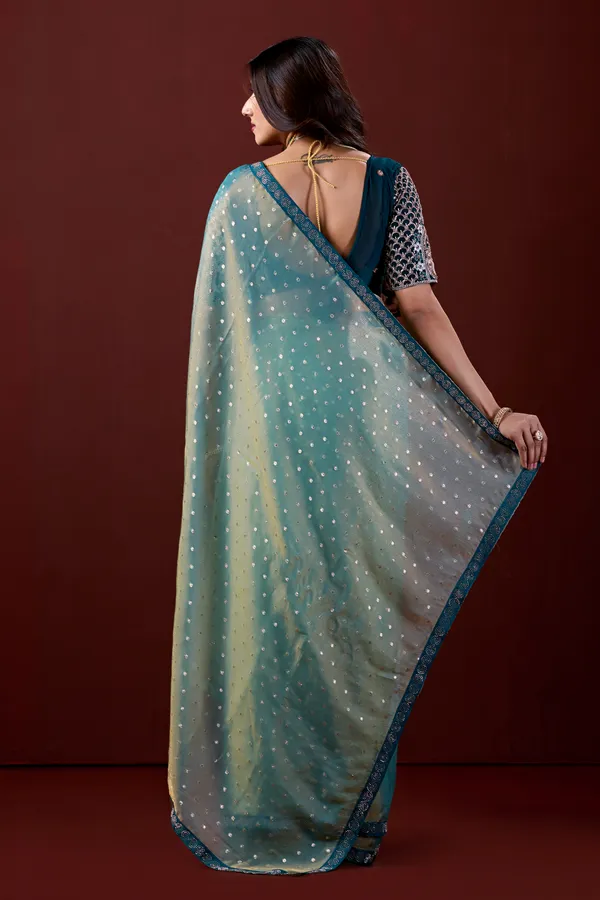 Teal_Georgette_Embellished_Saree_For_Women