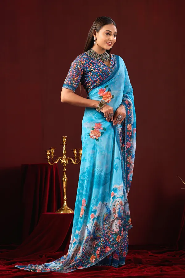 Blue_Floral_Print_Saree_for_Women