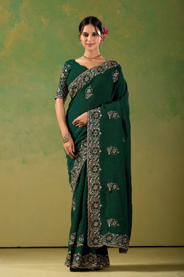 Green_Chiffon_Floral_Embroidered_Saree_For_Women