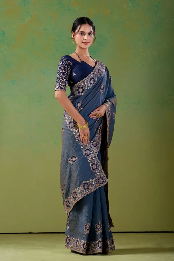 Blue_Embroidered_Saree_For_Women