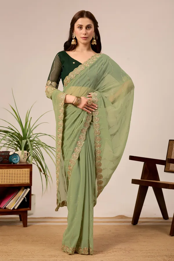 Sage_Green_Embroidered_Saree_For_Women