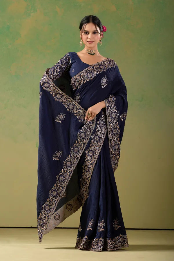 Navy_Blue_Embroidered_Saree_Set_for_Women