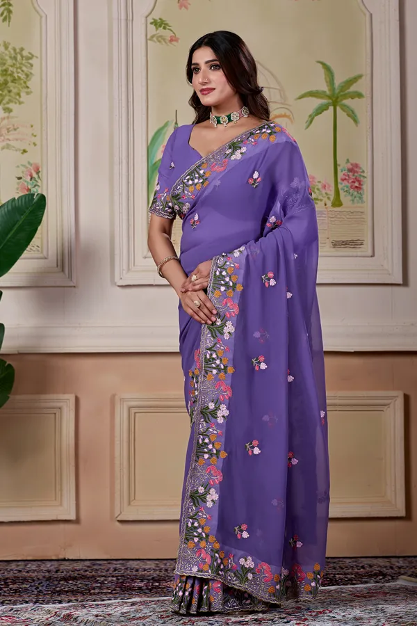 Purple_Floral_Embroidered_Saree_For_Women