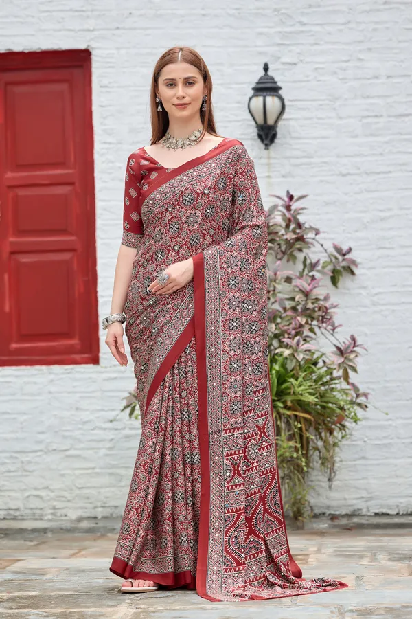 Red_Printed_Saree_For_Women