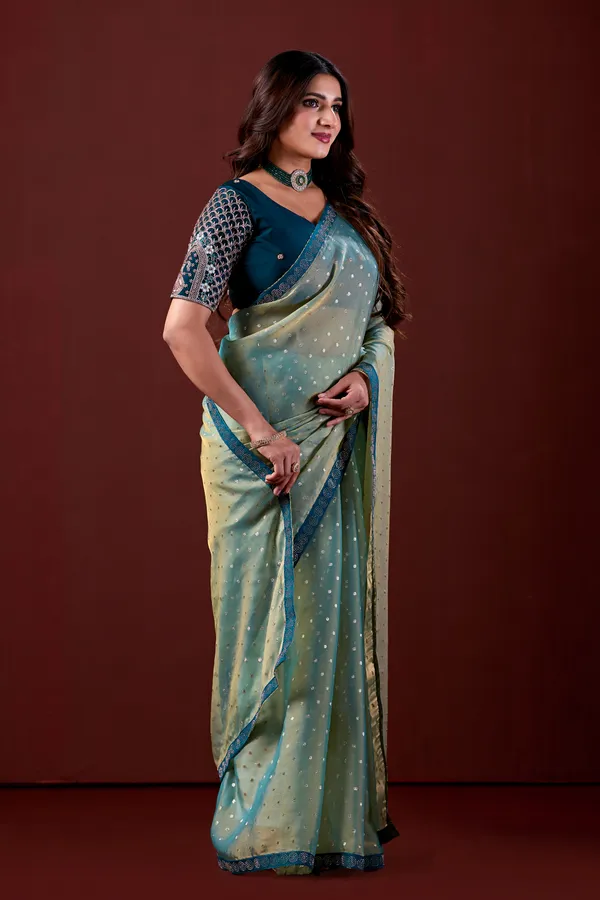 Teal_Georgette_Embellished_Saree_For_Women