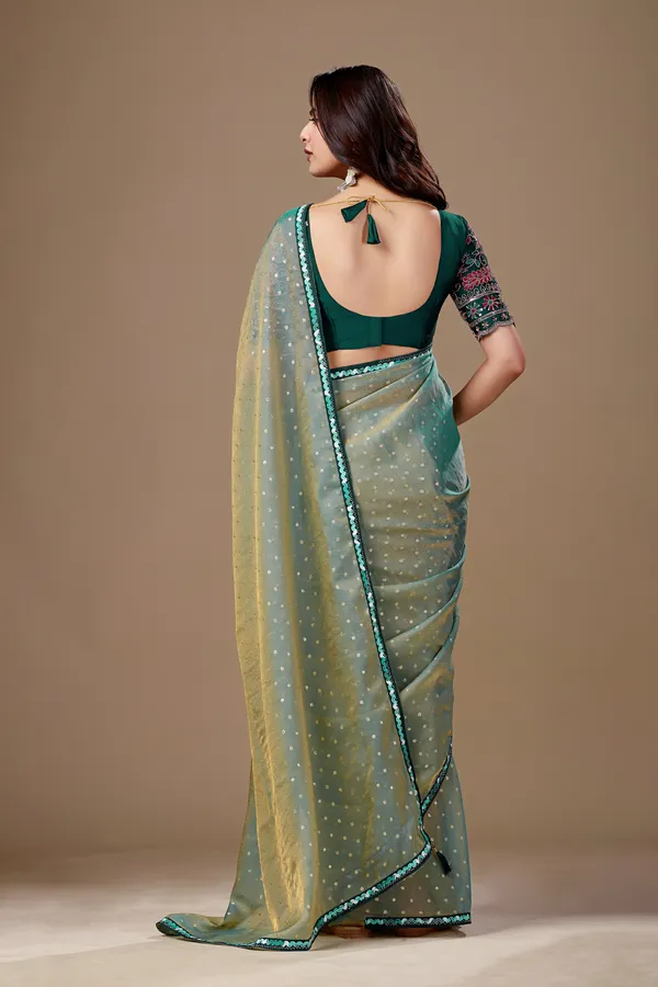 Green_Embellished_Saree_With_Blouse_For_Women