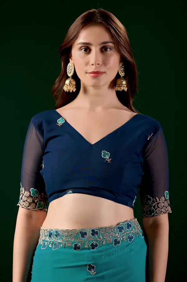 Teal_Embroidered_Saree_With_Blouse_for_Women