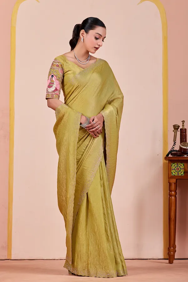 Olive_Green_Embellished_Saree_for_Women