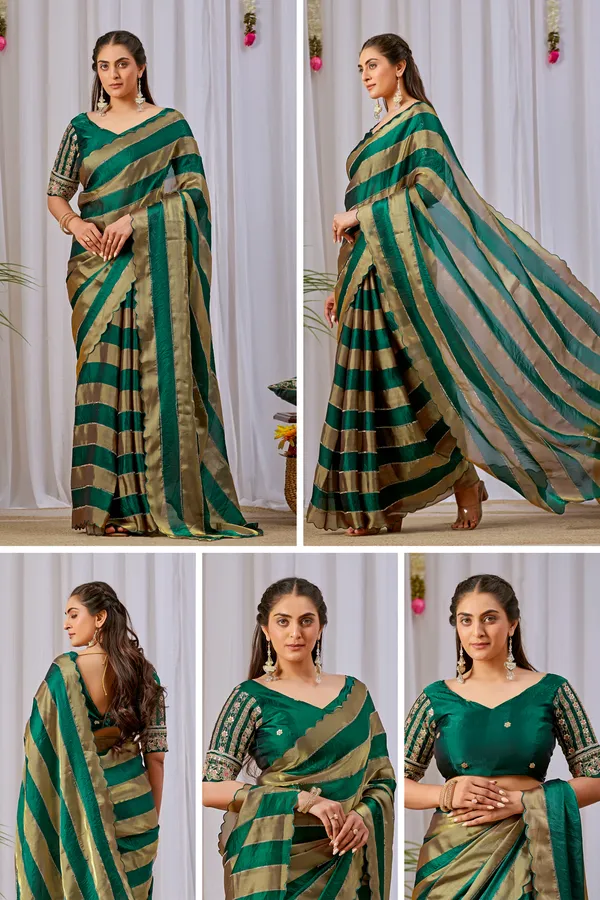 Green_Satin_Woven_Striped_Saree_For_Women