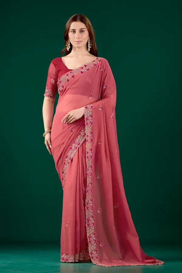 Pink_Georgette_Floral_Embroidered_Saree_For_Women