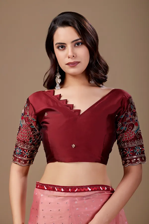 Pink_Chiffon_Sequin_Embellished_Saree_For_Women