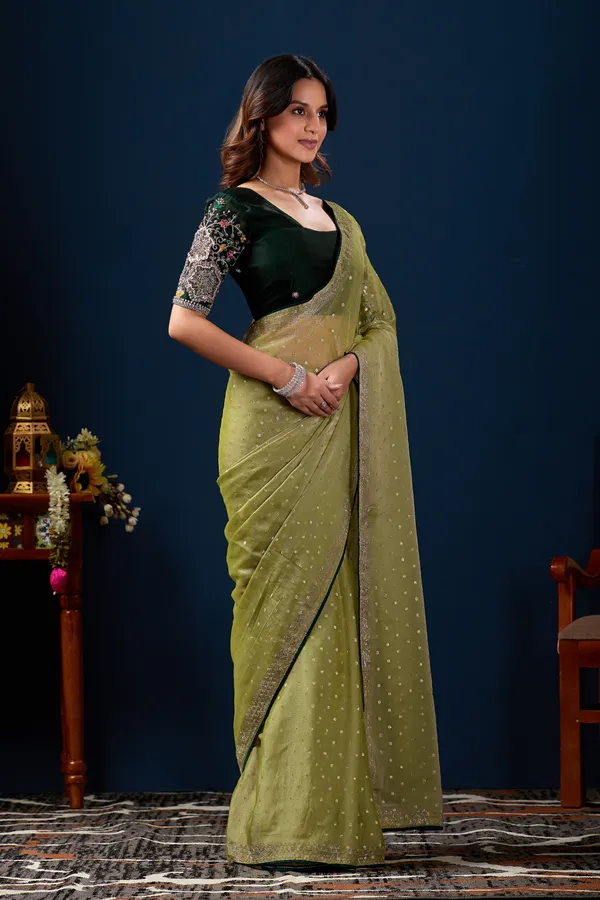 Olive_Green_Embroidered_Saree_For_Women
