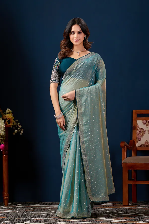 Teal_Embellished_Saree_for_Women
