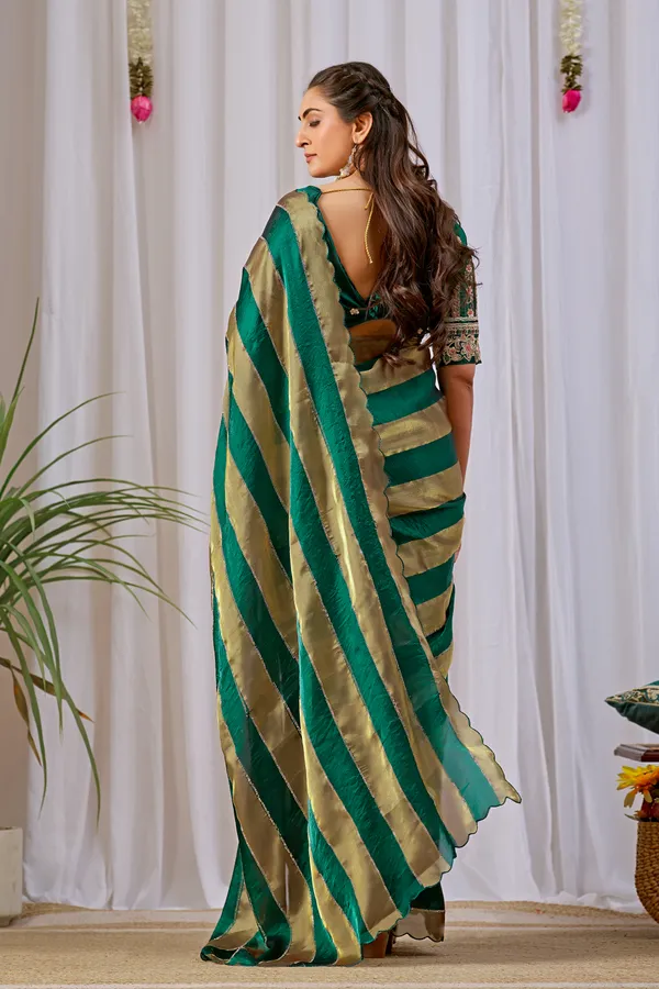Green_Satin_Woven_Striped_Saree_For_Women