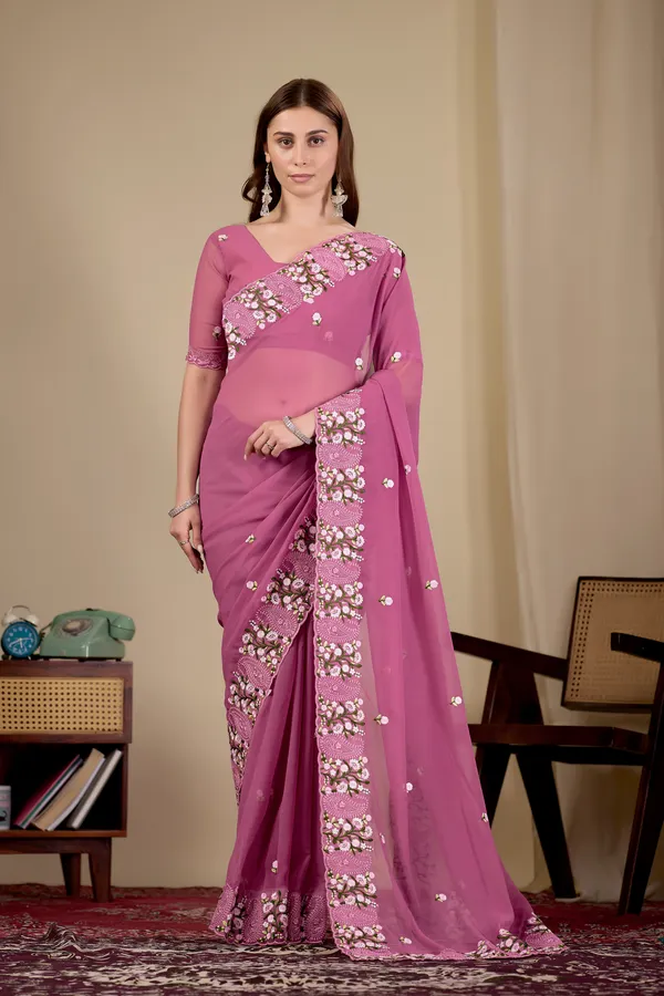 Pink_Floral_Embroidered_Saree_For_Women