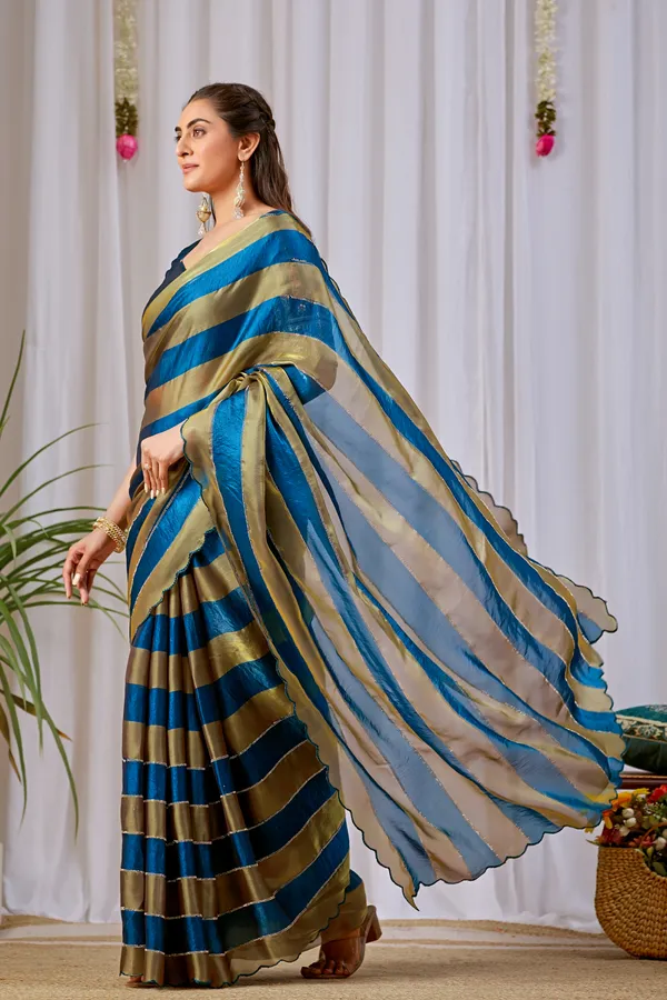 Blue_Gold_Striped_Saree_For_Women