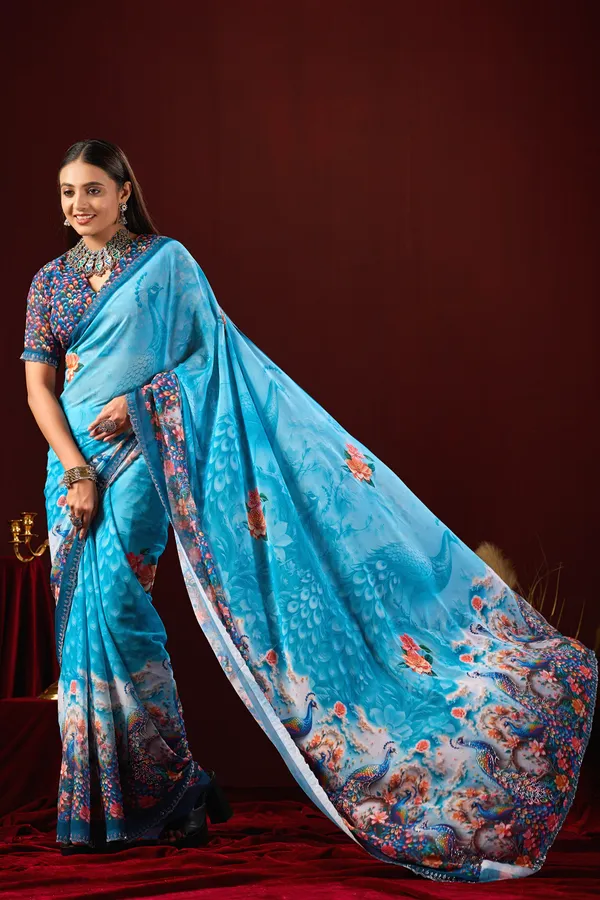 Blue_Floral_Print_Saree_for_Women