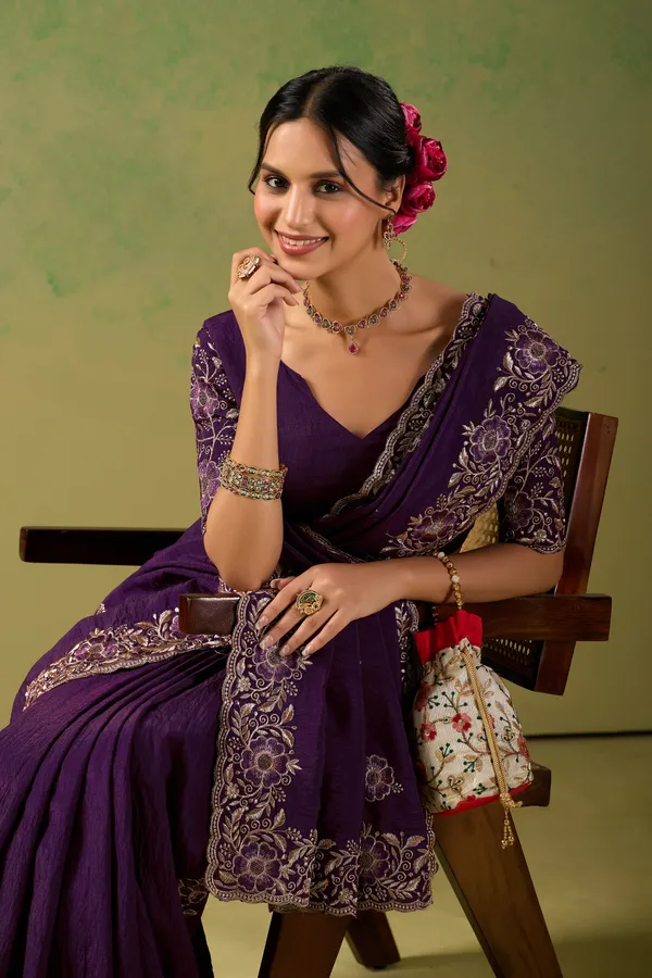 Purple_Chiffon_Floral_Embroidered_Saree_For_Women