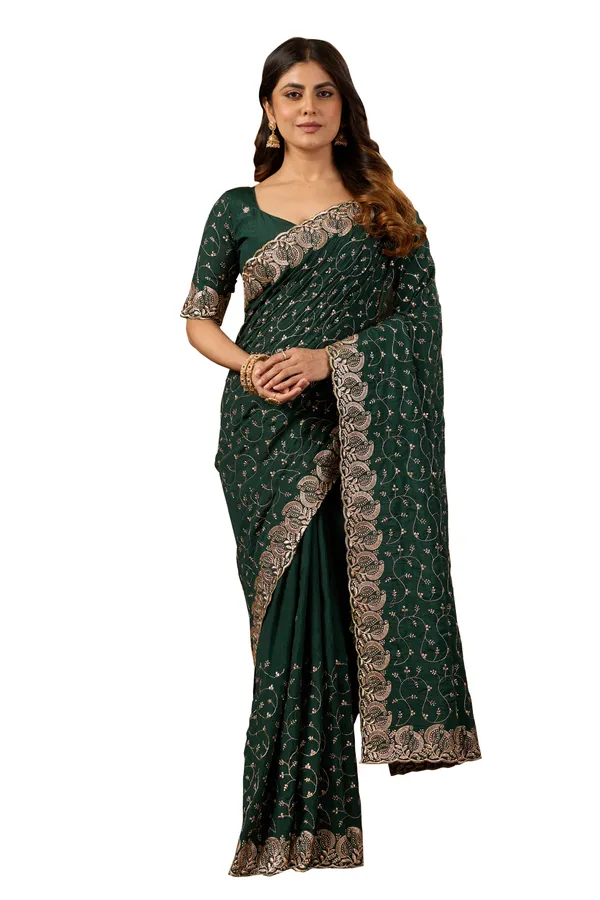 Green_Printed_Saree_With_Ornate_Border_for_Women