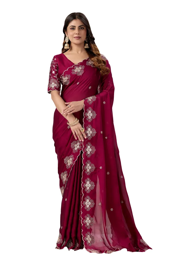 Magenta_Embroidered_Saree_For_Women