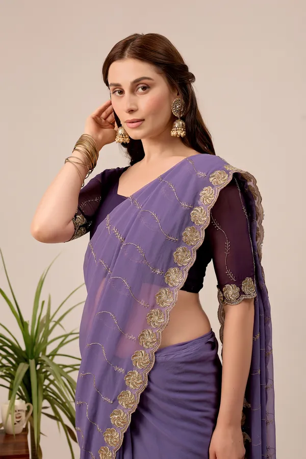 Purple_Georgette_Embroidered_Scallop_Border_Saree_For_Women