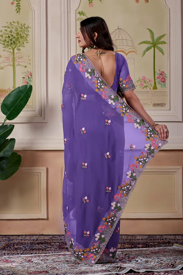 Purple_Floral_Embroidered_Saree_For_Women