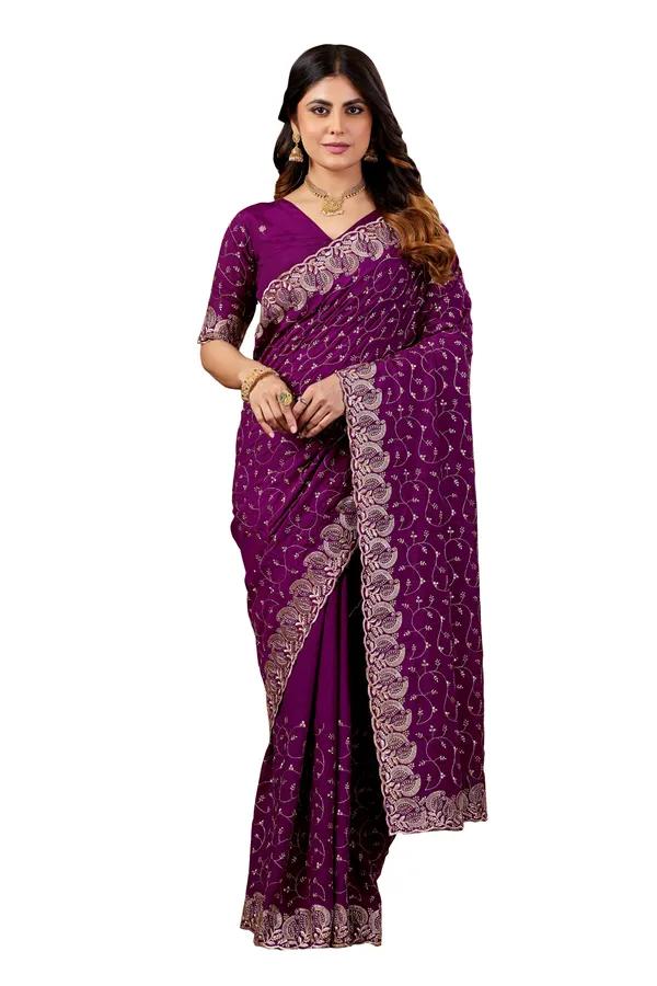 Purple_Embroidered_Saree_For_Women