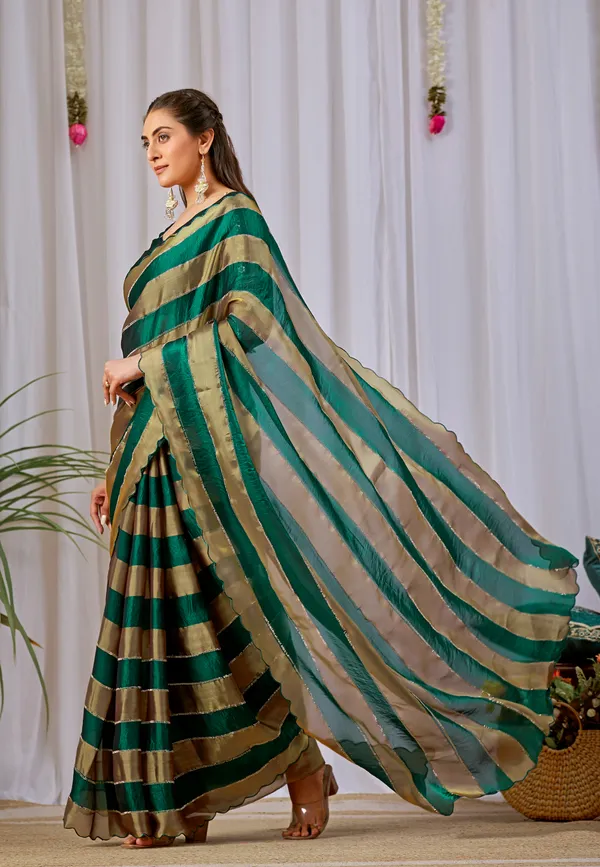 Green_Satin_Woven_Striped_Saree_For_Women