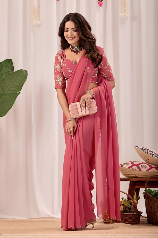 Pink_Georgette_Floral_Saree_for_Women