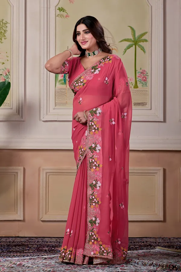Pink_Floral_Embroidered_Saree_For_Women