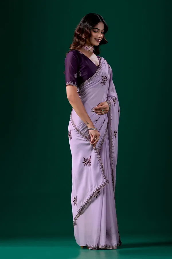 Lavender_Floral_Print_Saree_For_Women