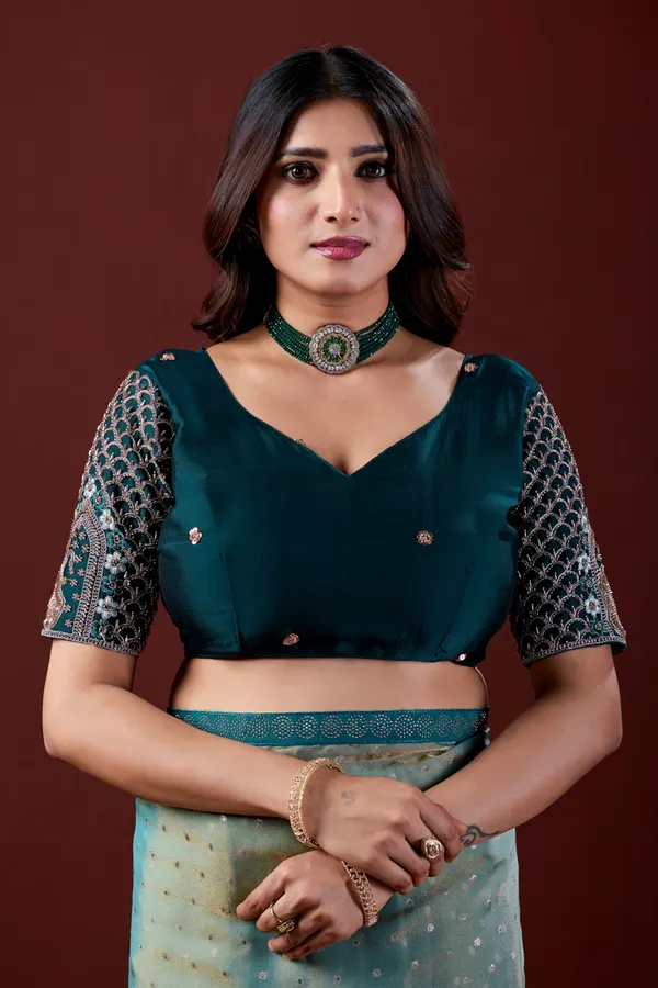 Teal_Georgette_Embellished_Saree_For_Women