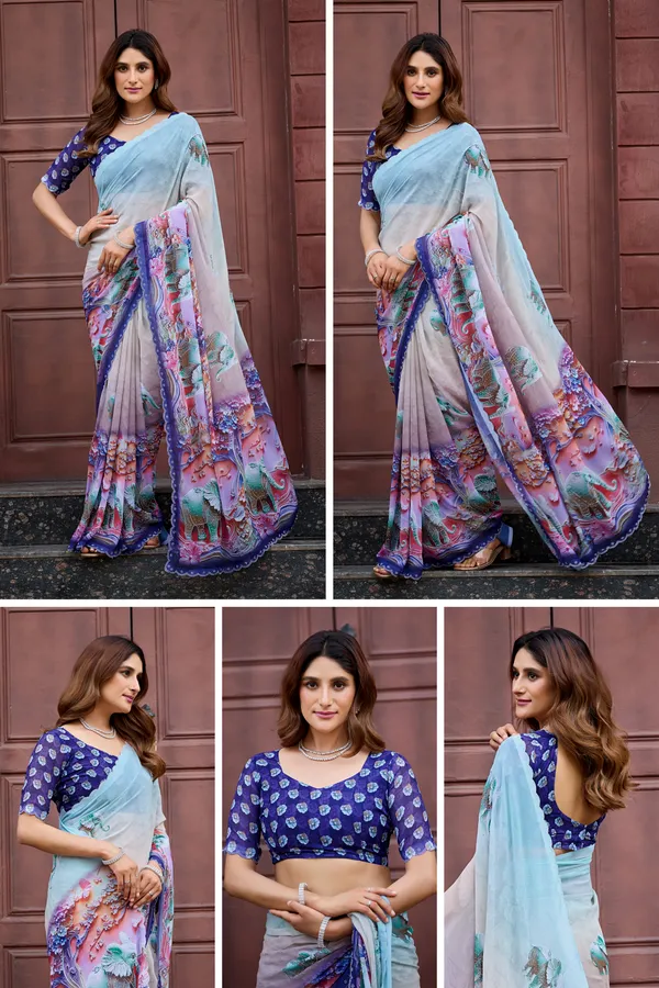 Light_Blue_Georgette_Floral_Printed_Saree_For_Women