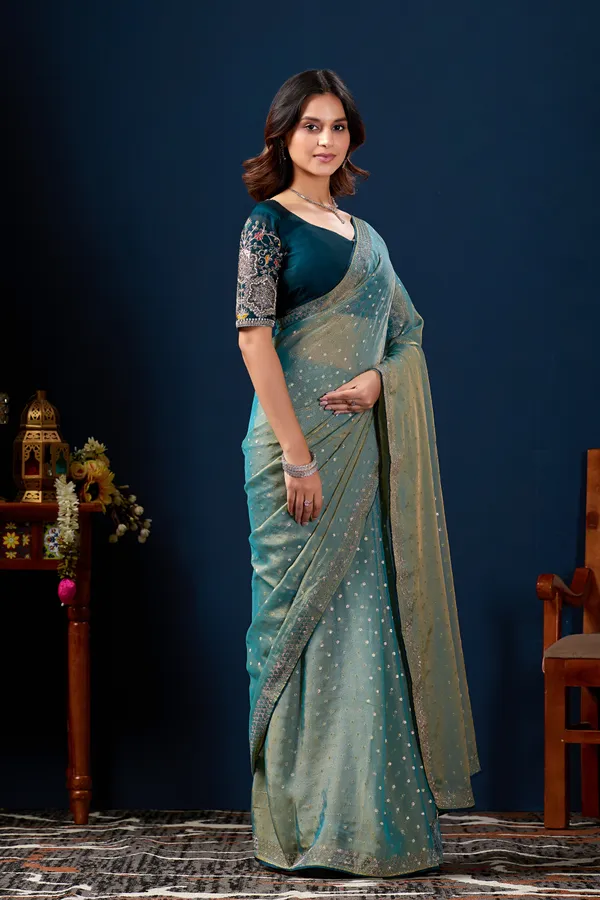 Teal_Embellished_Saree_for_Women