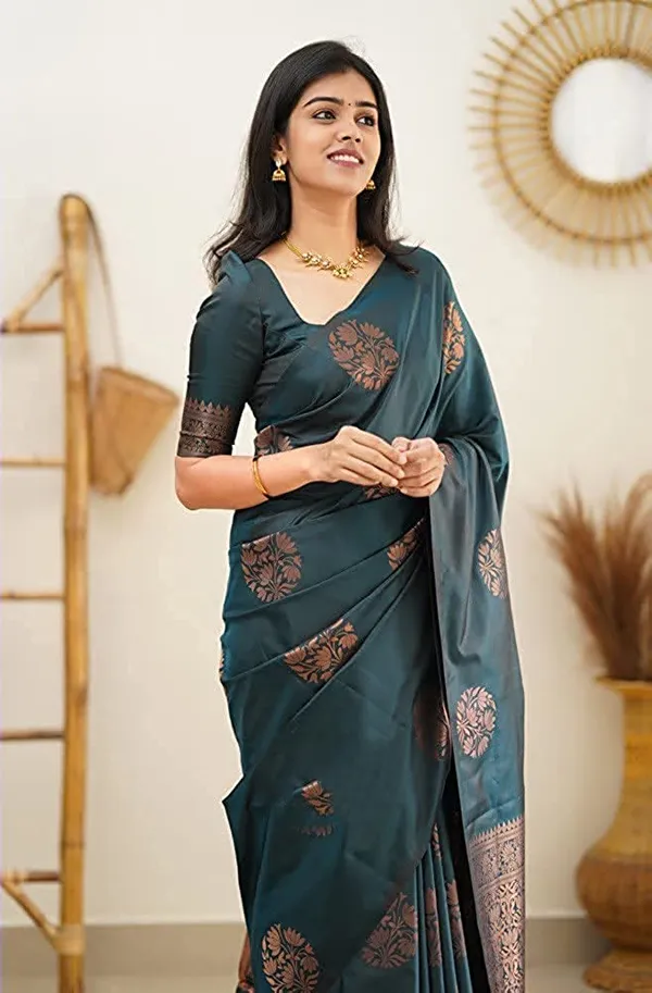 Teal_Jacquard_Premium_Saree_For_Women
