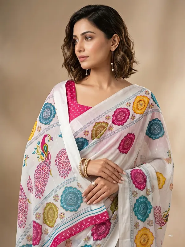 White_Jacquard_Premium_Saree_For_Women