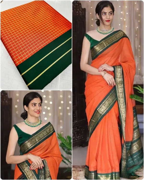 Orange_Jacquard_Premium_Saree_For_Women