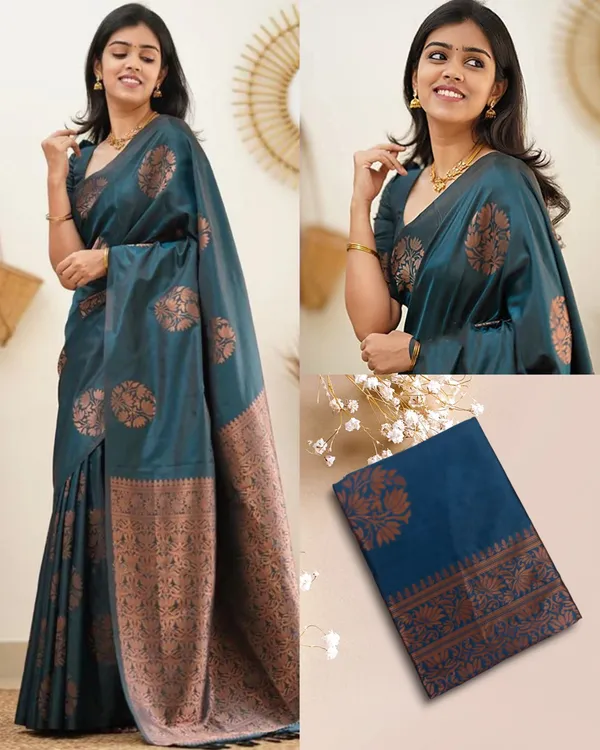 Teal_Jacquard_Premium_Saree_For_Women