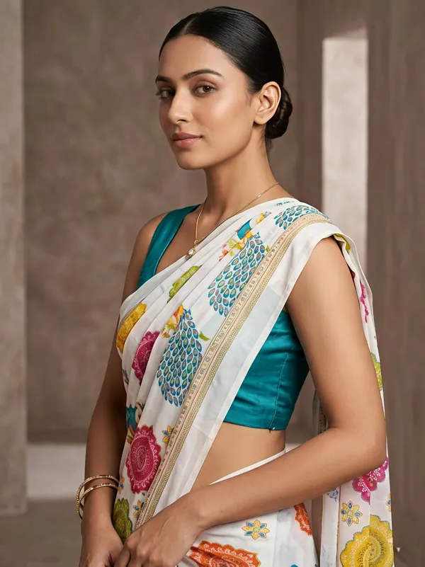 White_Jacquard_Premium_Saree_For_Women