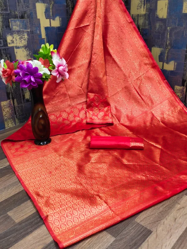 Red_Jacquard_Premium_Saree_For_Women