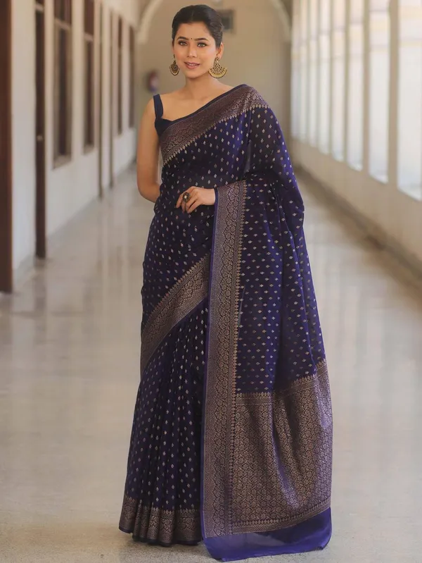Navy_Blue_Jacquard_Premium_Saree_For_Women
