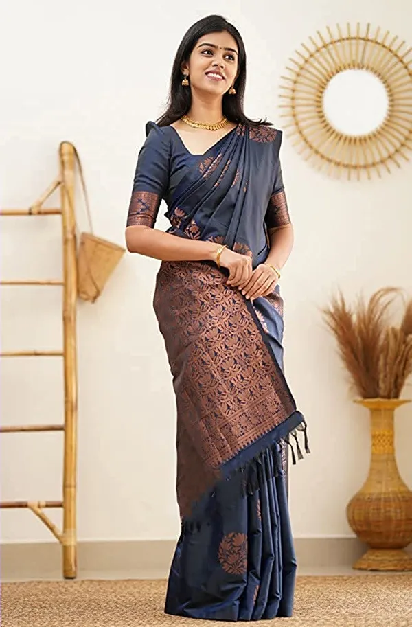 Navy_Blue_Jacquard_Premium_Saree_For_Women