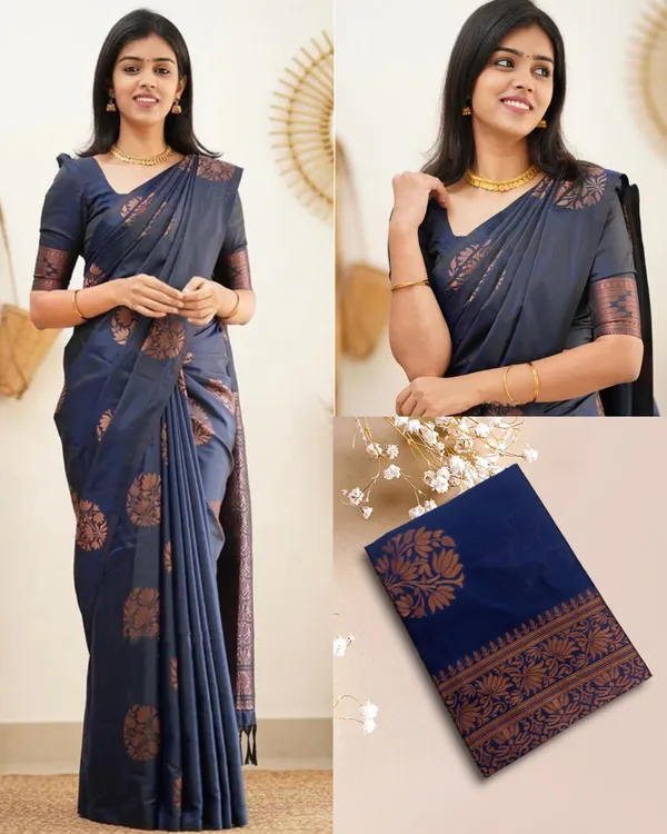 Navy_Blue_Jacquard_Premium_Saree_For_Women