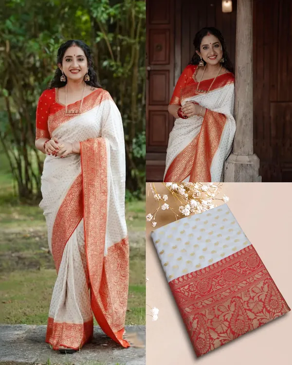 White_Jacquard_Premium_Saree_For_Women